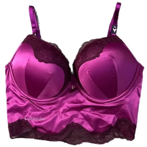 Victorias Secret Very Sexy Bombshell Add-2-Cups Push Up Corset Top Raspberry - Picture 9 of 10
